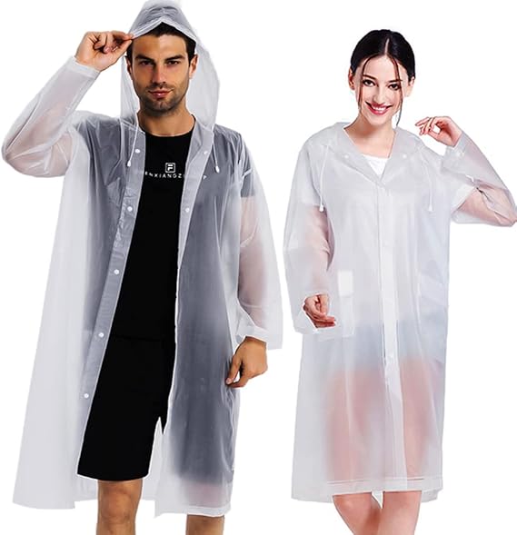 Rain Coats (2 Pack) - Reusable EVA Rain Ponchos for Adults Rain Jackets Raincoats for Men Women