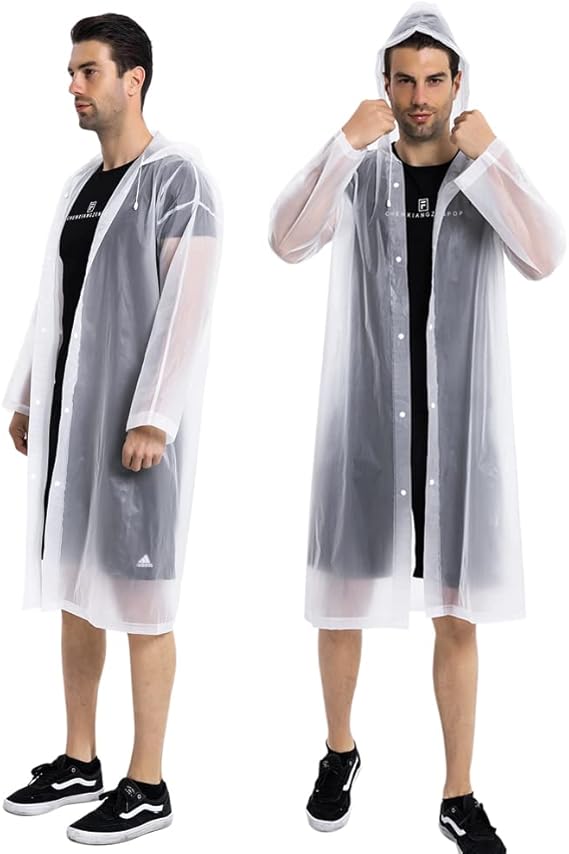Rain Coats (2 Pack) - Reusable EVA Rain Ponchos for Adults Rain Jackets Raincoats for Men Women