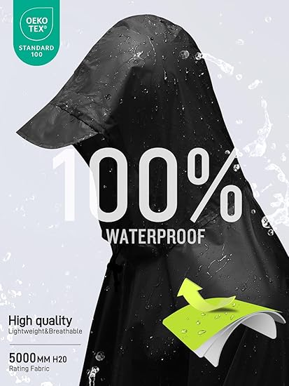 SaphiRose Hooded Rain Poncho Waterproof Raincoat Jacket for Men Women Adults